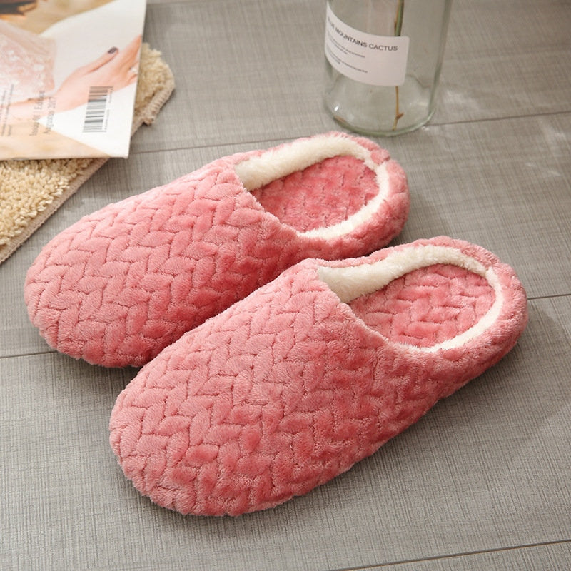 Women Warm Plush Indoor Slippers – Anti-Slip Soft Silent House Shoes for Autumn & Winter