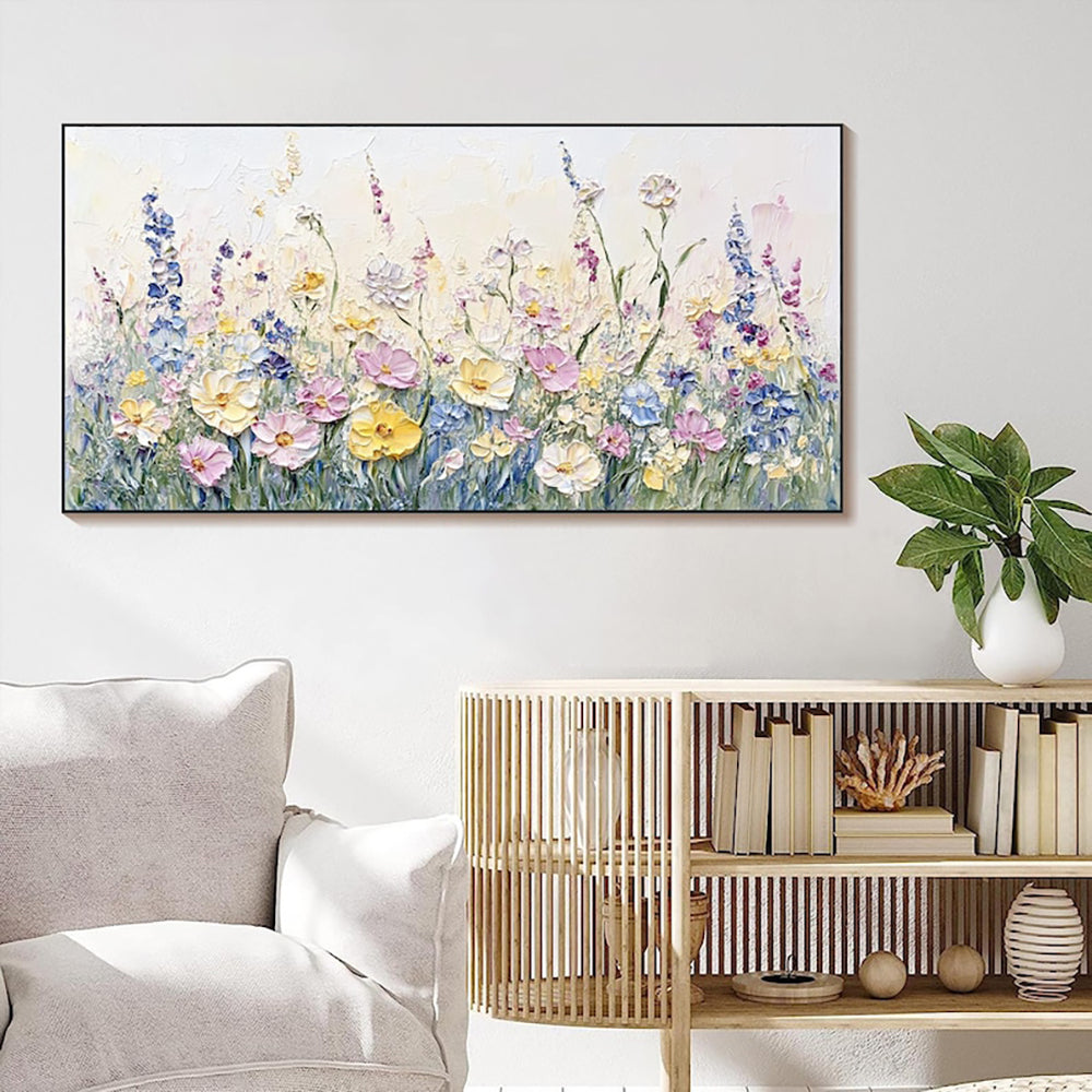Handmade 3D Flower Oil Painting on Canvas – Modern Palette Knife Wall Art