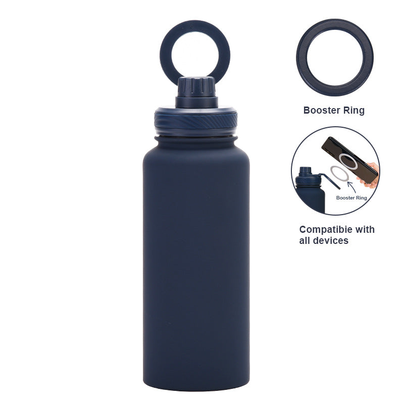 Magnetic Bracket Thermos Cup – Large Capacity Stainless Steel Sports Water Bottle