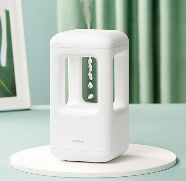 Anti‑Gravity Water Drop Humidifier – White Noise Cool Mist, Ambient Lamp & Anti‑Gravity Design