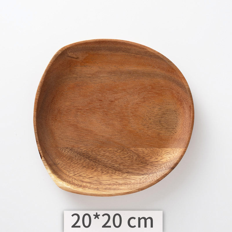 Acacia Wooden Tray – Irregular Shape Plain Tableware for Home & Dining