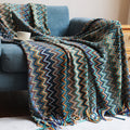 Bohemian Leisure Throw Blanket – Acrylic Cashmere-Like Decorative Bed & Sofa Blanket with Tassels