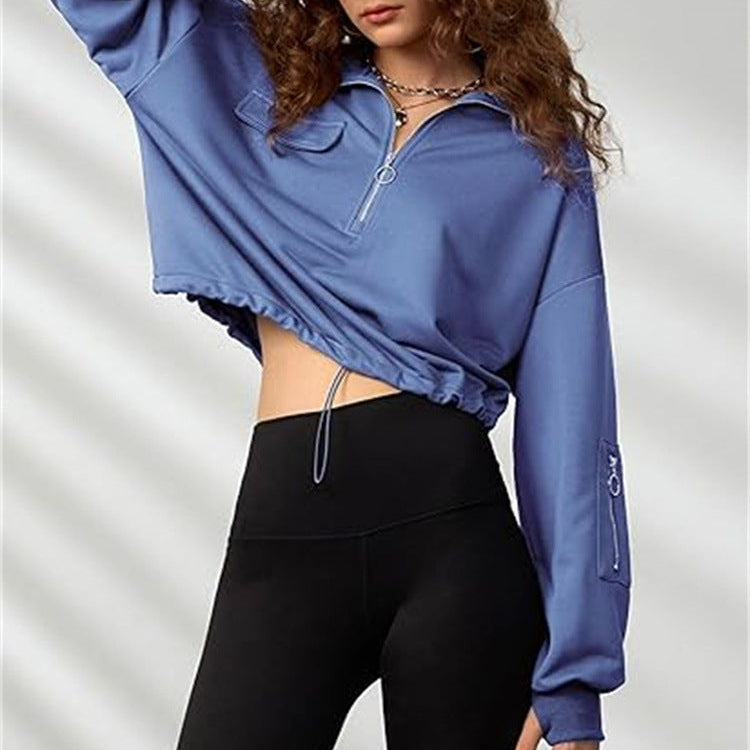 Women’s Long Sleeve Half-Open Collar Casual Sweatshirt – Soft, Stylish & Everyday Comfort