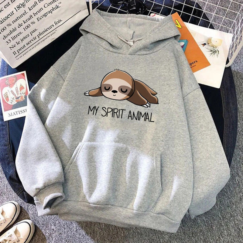 Cartoon Sloth Hooded Sweatshirt – Unisex Long Sleeve Hoodie | Cozy, Trendy &amp; Casual