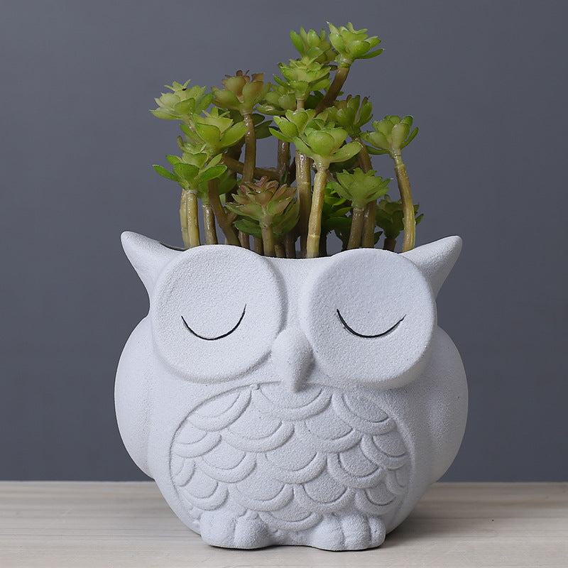 Owl Ceramic Flower Pot – Creative Desktop Indoor Plant Planter