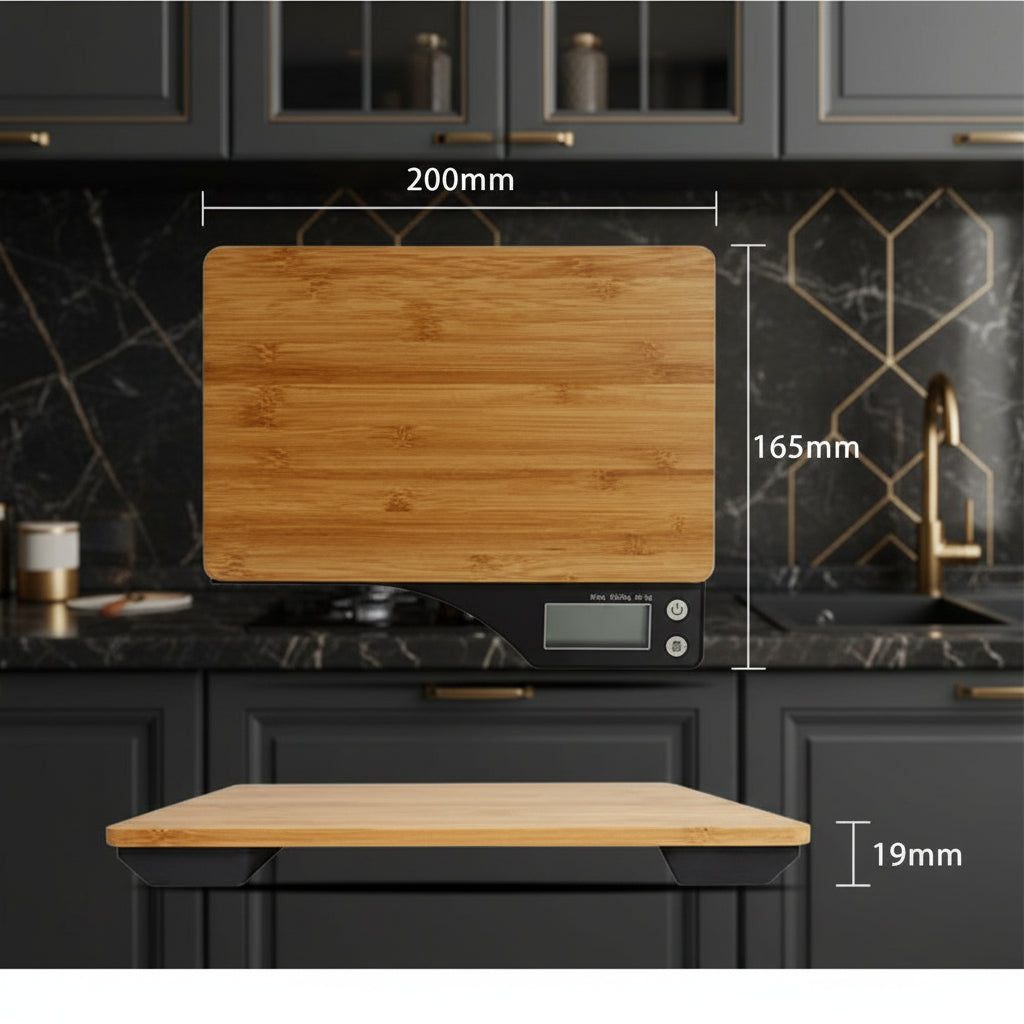 Digital Bamboo Food Scale – Precision Kitchen Scale with Tare Function, 5kg Capacity