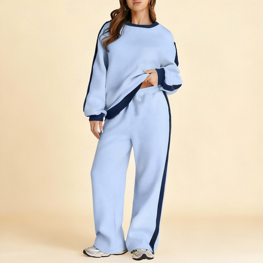 Streetwear Spliced Tracksuit Set – Hipster Long Sleeve Top & Pants | Women’s Street Fashion Outfit