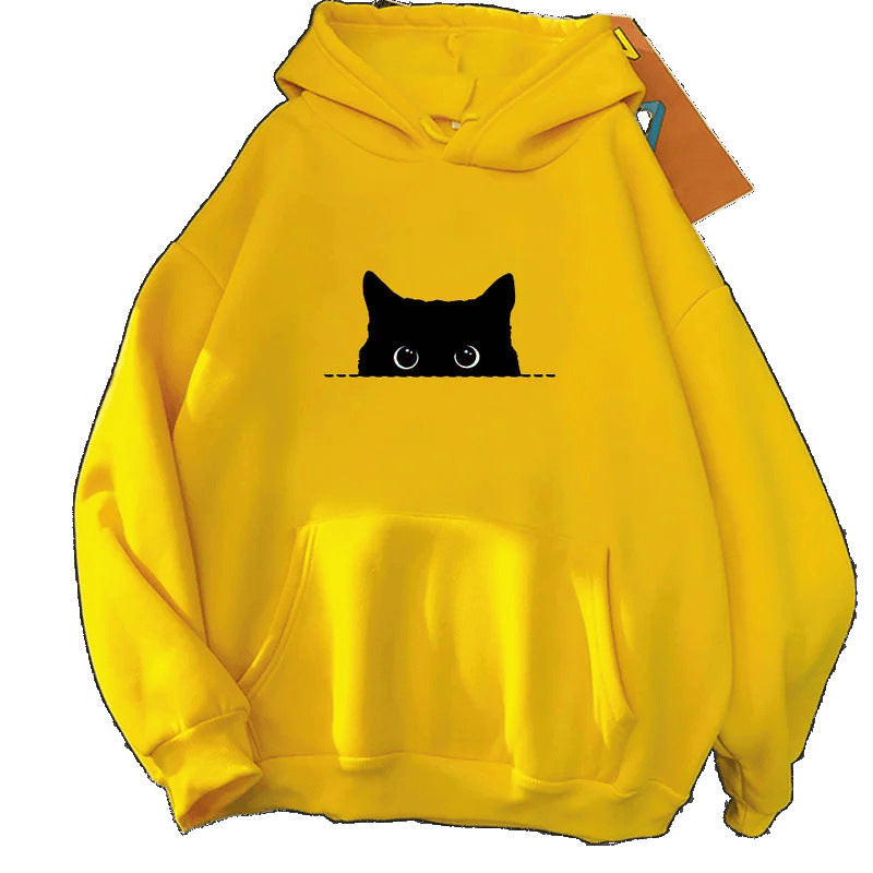 Cute Cartoon Cat Hooded Sweatshirt – Unisex Slim-Fit Hoodie | Cozy Long-Sleeve Trendy Casual Top