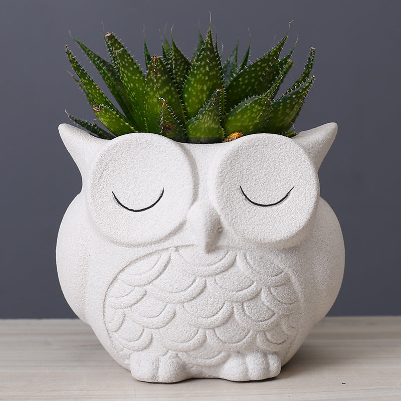 Owl Ceramic Flower Pot – Creative Desktop Indoor Plant Planter