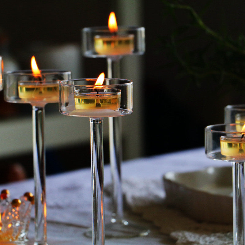 European Style Glass Candle Holder – Elegant Crystal Table Decoration