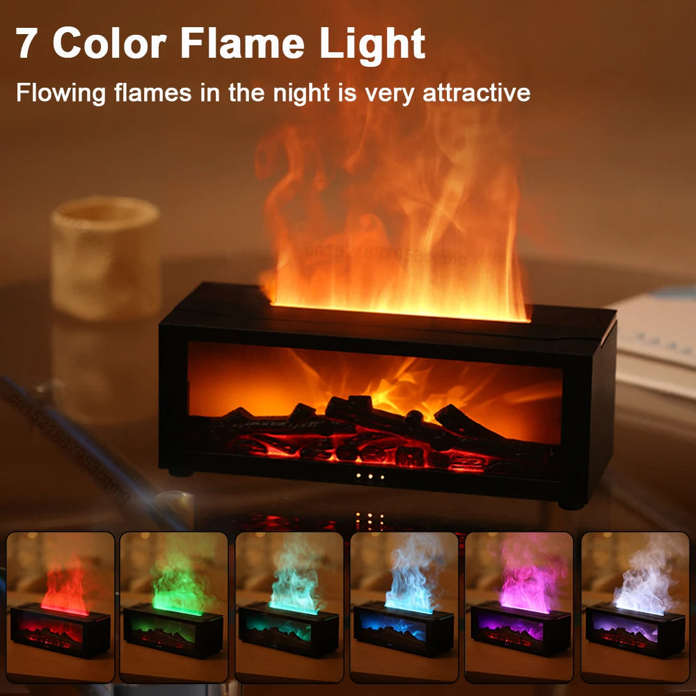 Flame Aromatherapy – 3D Flame Essential Oil Diffuser & Large Fog Volume Humidifier with  LED Mood Light