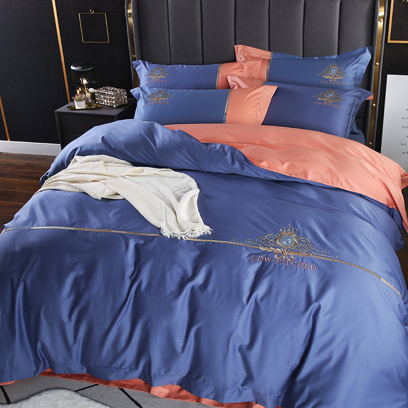 Light Luxury Embroidered Skin-Friendly Quilt Cover Bedding – Soft Satin Cotton