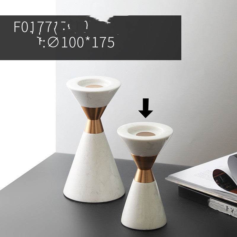 Modern Marble Geometric Ornament – Simple Electroplated Home Decor