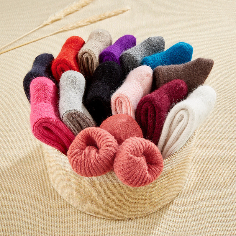 Women’s Double Needle Rabbit Wool Socks – Ultra-Warm, Breathable, Antibacterial Winter Socks