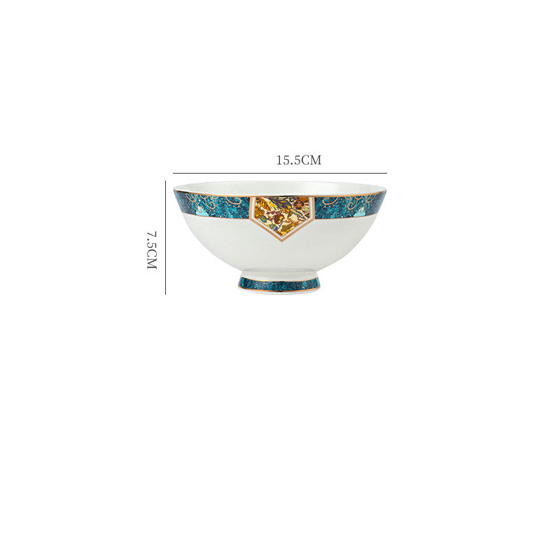 Nordic Porcelain Tableware – Round Flat Plate with Plant & Flower Design