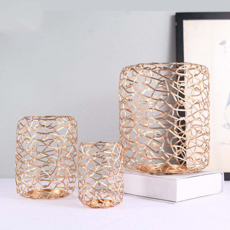 Electroplated Gold Candle Holder – Modern Iron Decor for Home & Events