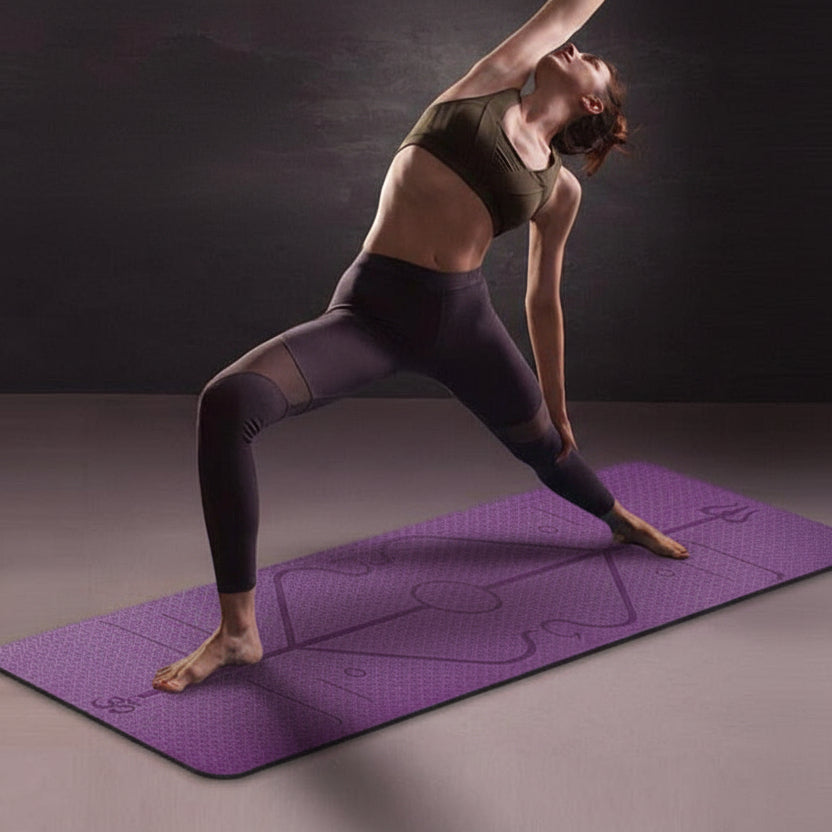 Yoga Mat with Position Line – 6mm Thick Beginner Yoga & Fitness Mat