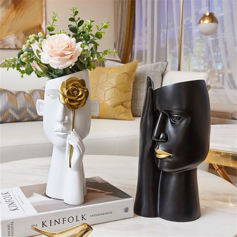 Twin Vase Ornaments – Luxury Resin Home Decoration for Modern Interiors