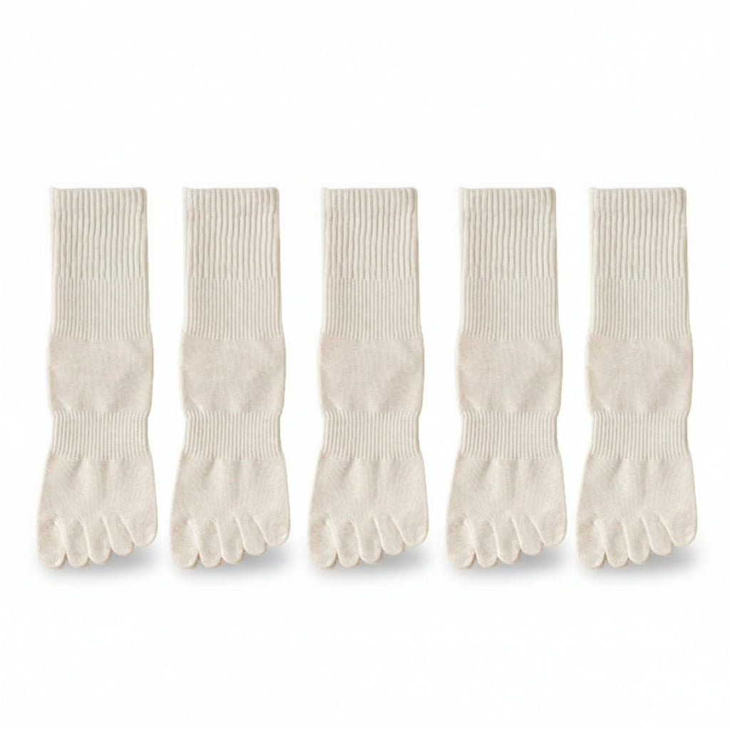 5 Pairs Women’s Five-Finger Cotton Socks – Breathable, Antibacterial Split Toe Socks for Everyday Comfort
