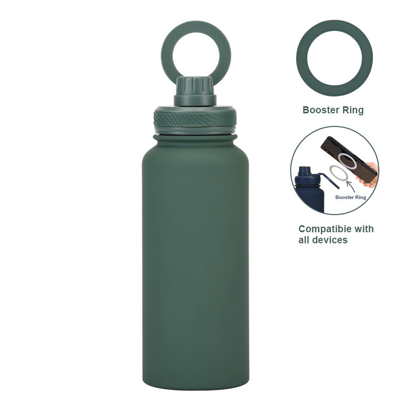 Magnetic Bracket Thermos Cup – Large Capacity Stainless Steel Sports Water Bottle