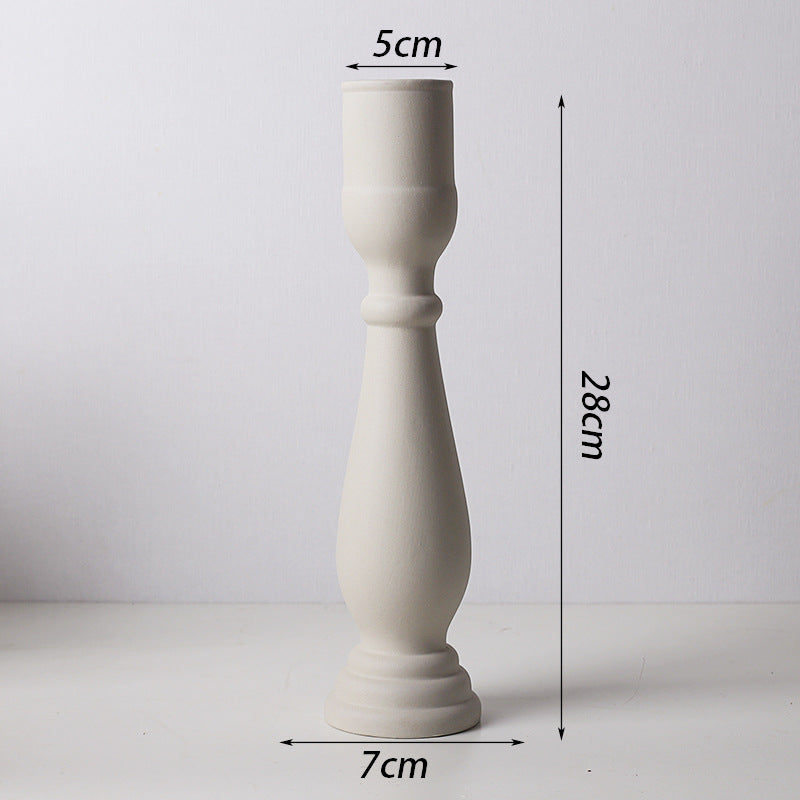 Minimalist Ceramic Vase & Pillar Candle Holder – Living Room Decor Ornament