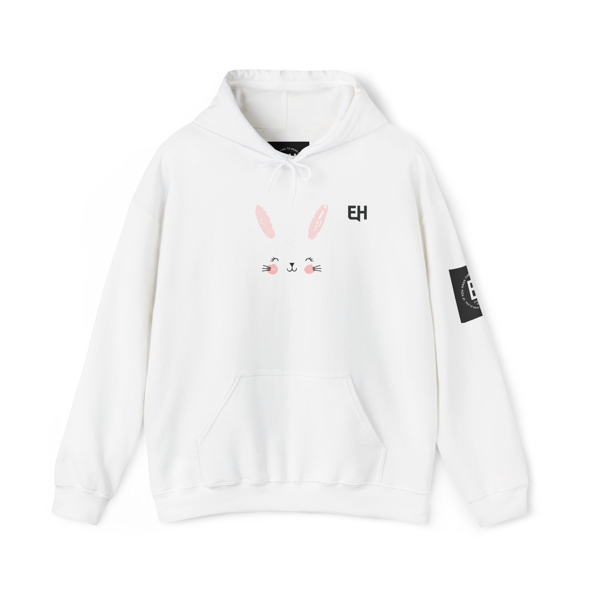 Classic White Pullover Hoodie - Bunny graphic