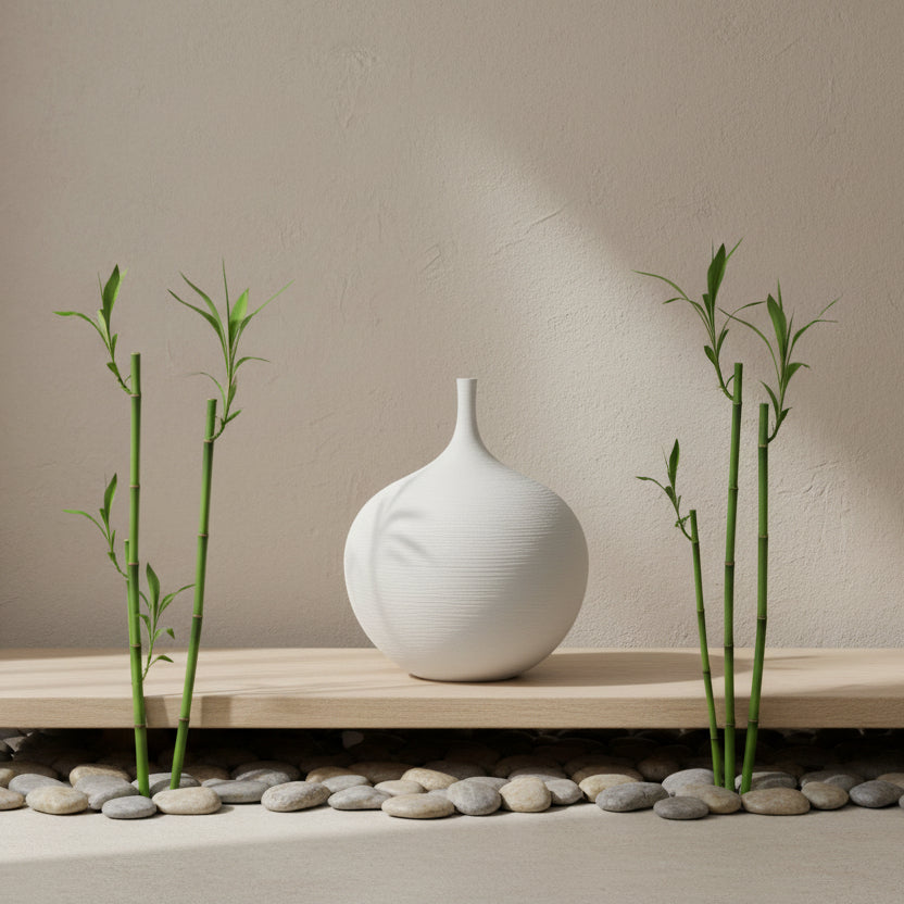 Hand-Drawn Ceramic Flowerware – Nordic Zen Handmade Porcelain Vase