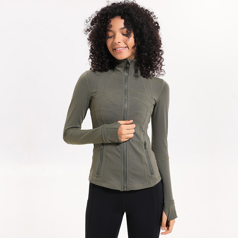 Women’s Slim Zipper Fitness Running Jacket – Acrylic Long Sleeve Sports Top | Lightweight, Breathable & Stylish