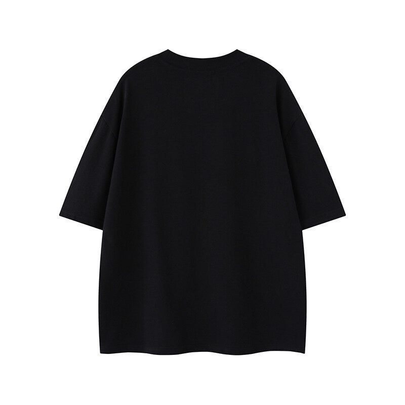 Japanese Retro Printed Unisex T-Shirt – Loose Fit, Cotton Blend, Casual Streetwear Tee