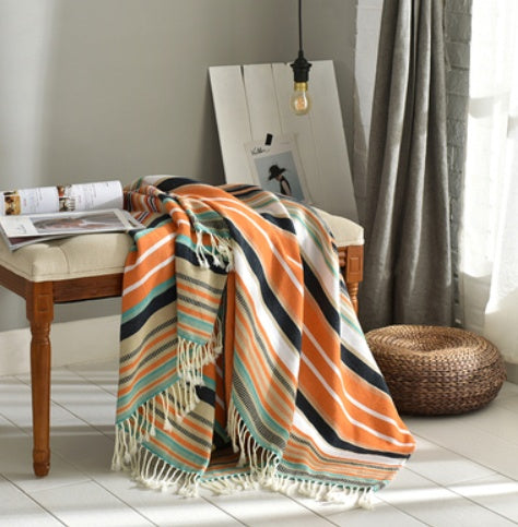 Knitted Tassel Blanket – Soft Sofa & Napping Throw