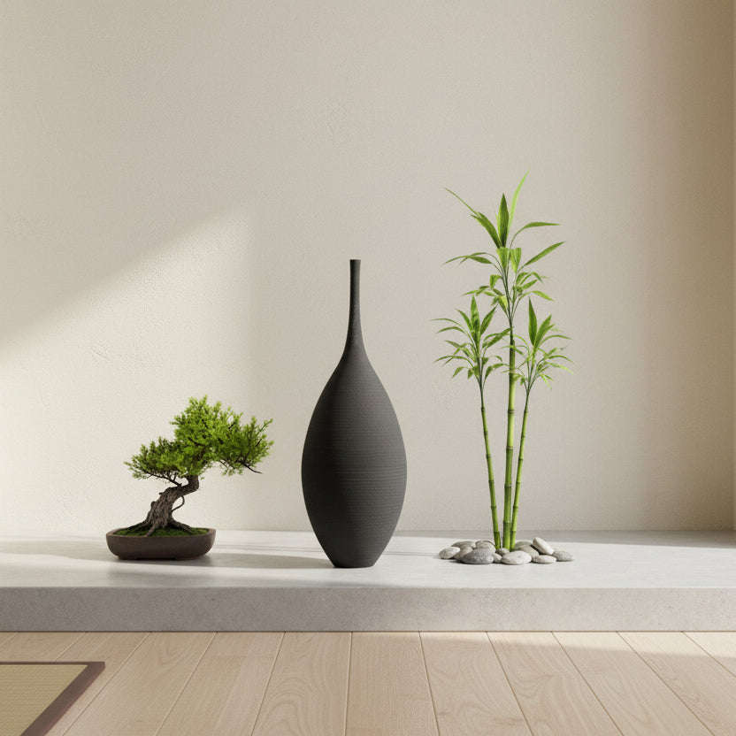 Hand-Drawn Ceramic Flowerware – Nordic Zen Handmade Porcelain Vase