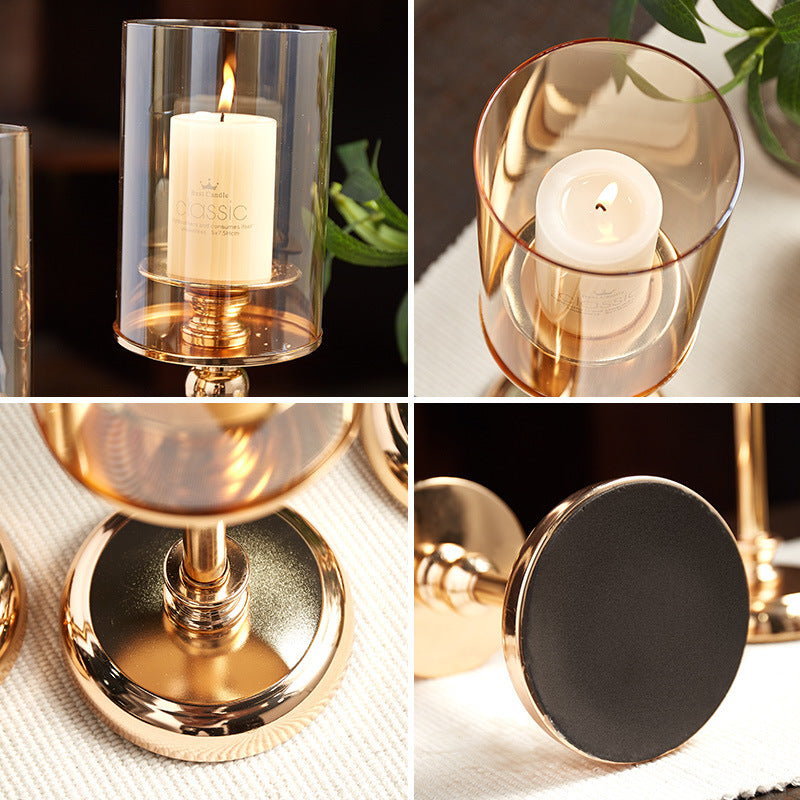 Gold Crystal Candle Holder – Elegant Wedding & Event Decoration Centerpiece