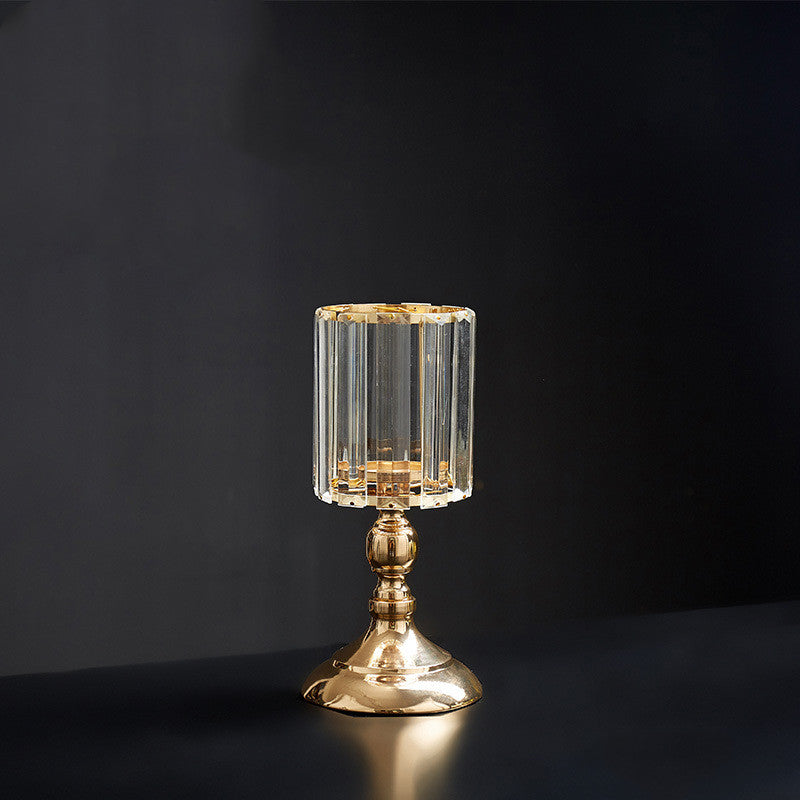 Gold Crystal Candle Holder – Elegant Wedding & Event Decoration Centerpiece