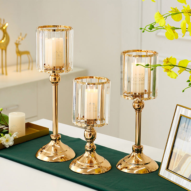Gold Crystal Candle Holder – Elegant Wedding & Event Decoration Centerpiece