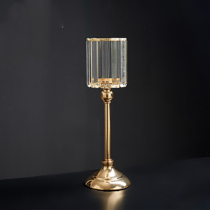 Gold Crystal Candle Holder – Elegant Wedding & Event Decoration Centerpiece