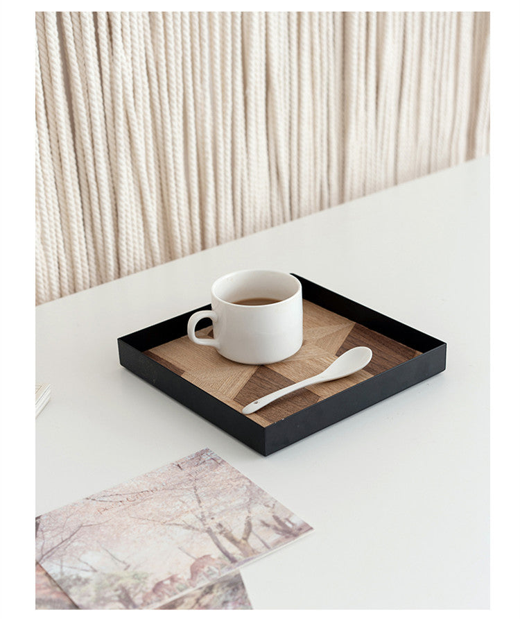 Nordic Iron & Wood Fruit Plate – Minimalist Home Serving Tray