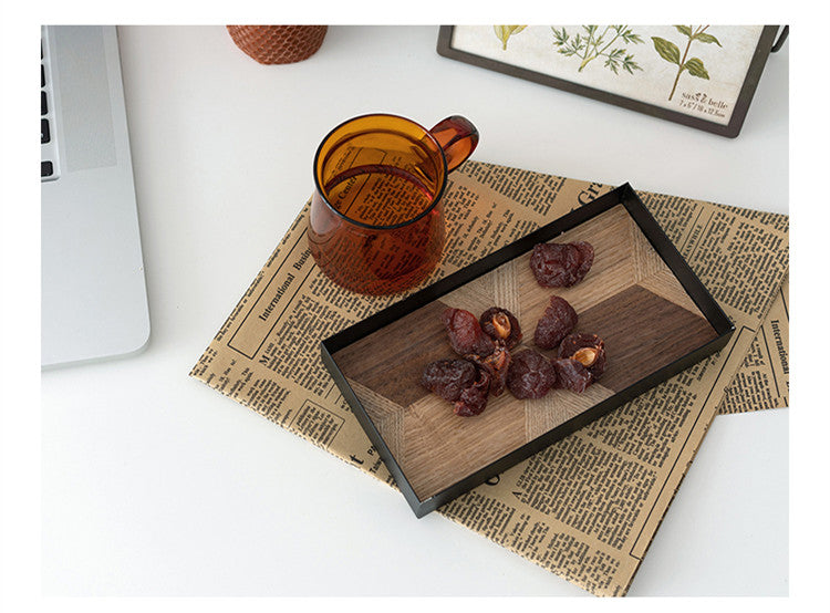 Nordic Iron & Wood Fruit Plate – Minimalist Home Serving Tray