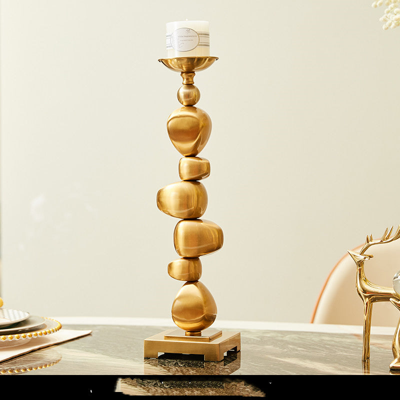 American Style Alloy Stone Candle Holder – Decorative Candle Stand