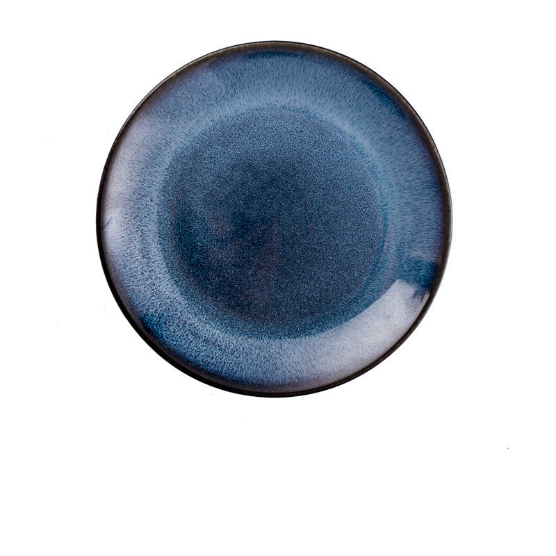 Blue Kiln Porcelain Shallow Plate – Modern Simple Dinnerware