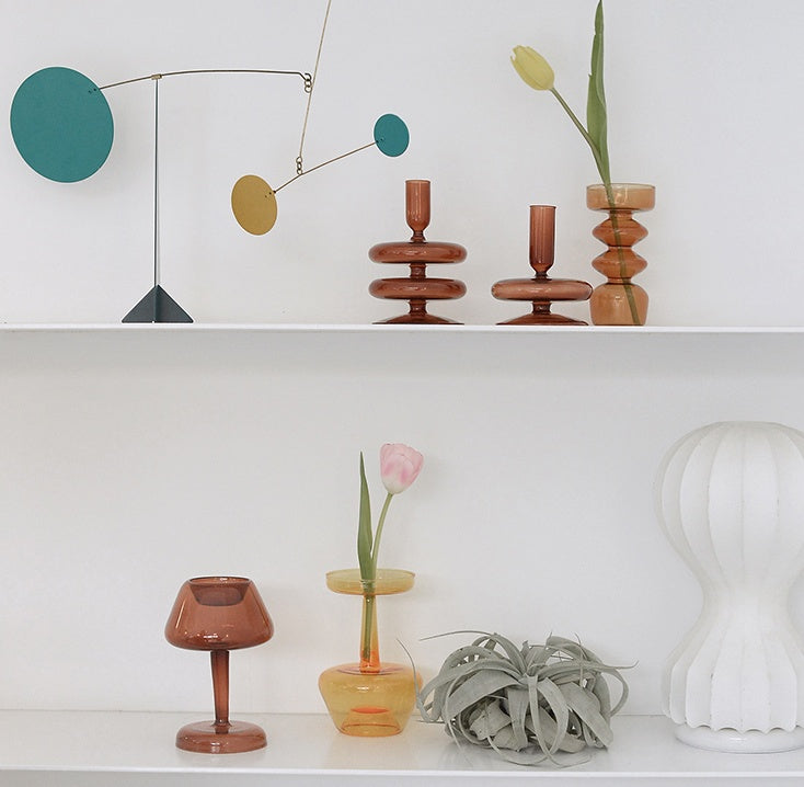 Retro Glass Candle Holder – Vintage Decorative Branch Candle Accessory