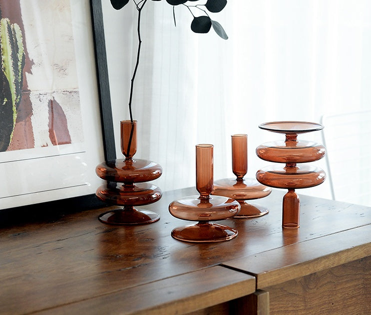 Retro Glass Candle Holder – Vintage Decorative Branch Candle Accessory