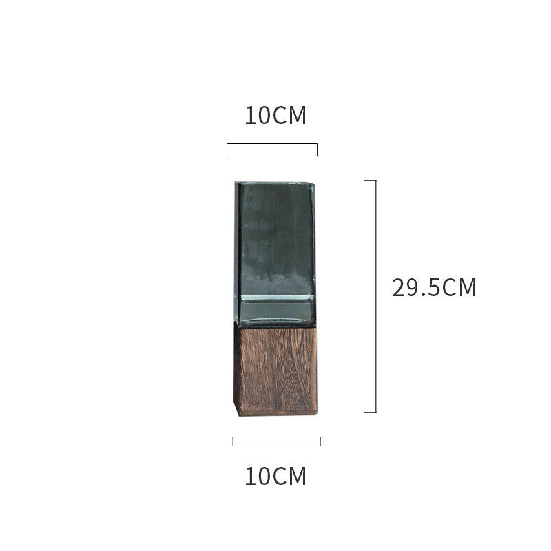 Wood-Color Transparent Glass Vase – Modern Minimalist Flower Decor