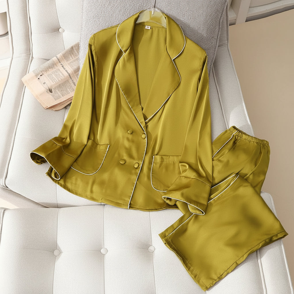 Luxury Women’s Imitation Silk Pajama Set – Soft & Comfortable Sleepwear