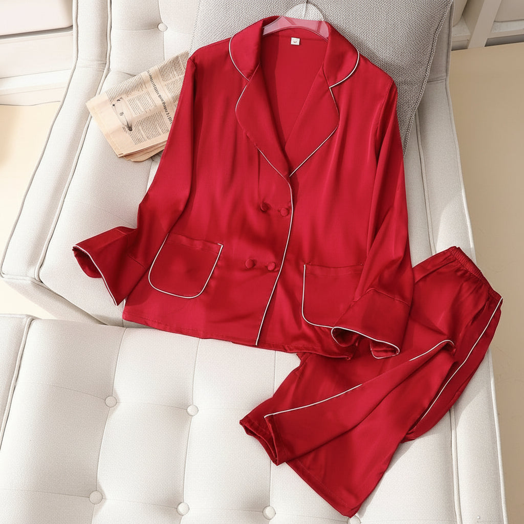 Luxury Women’s Imitation Silk Pajama Set – Soft & Comfortable Sleepwear