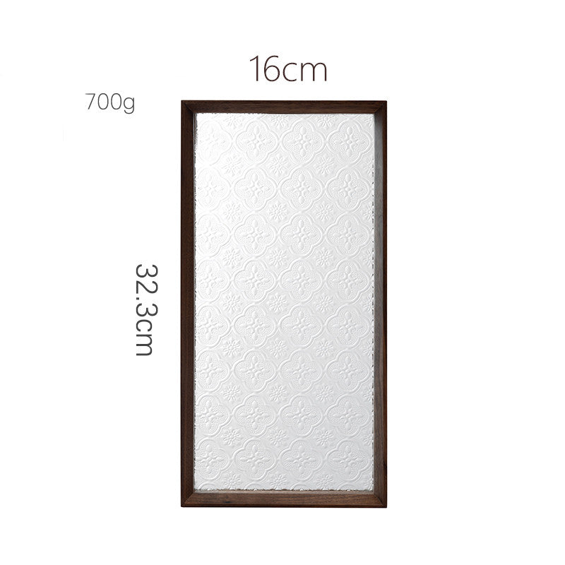 Retro Japanese Wooden Tray – Beech & Walnut Glass