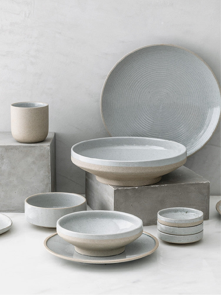 Nordic Porcelain Tableware – Elegant Glazed Bowls & Plates for Home Dining