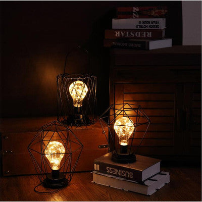Minimalist Hollow Table Lamps – Creative Iron Wine Bottle & Glass Lamps for Bedroom, Desk & Home Decor