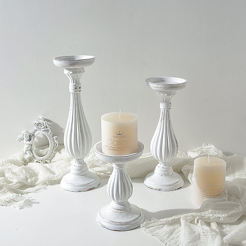 White Wooden Candle Holder – Decorative Candle Light Ornament