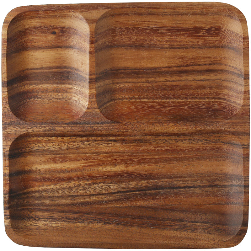 Wooden Segmented Serving Tray – Rectangle Fruit & Breakfast Snack Plate