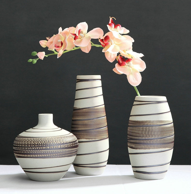 Three-Piece Ceramic Vase Set – Elegant Home Decor for Living Spaces